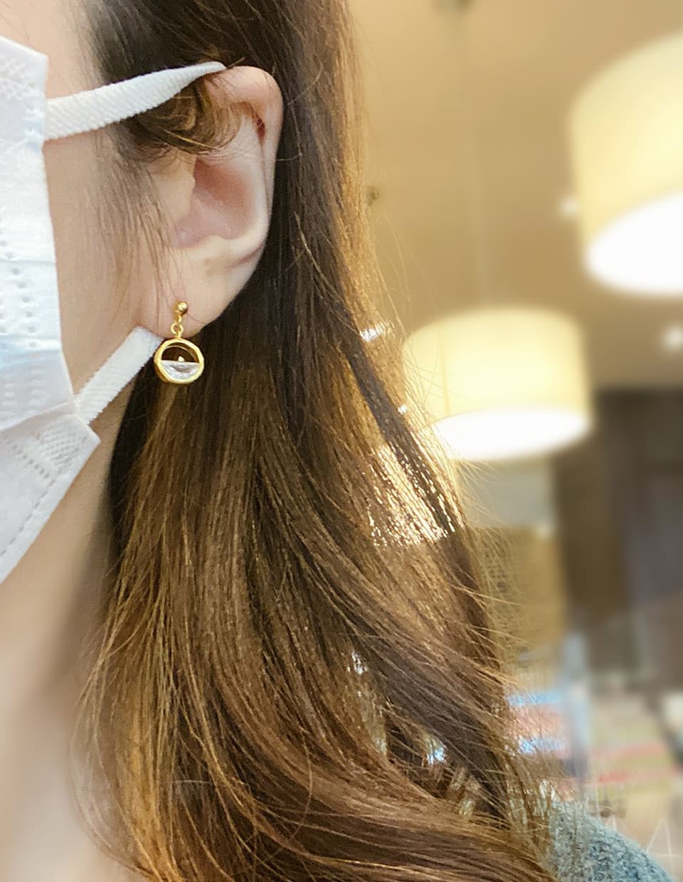 CZ ハーフビジューピアス シルバー925
