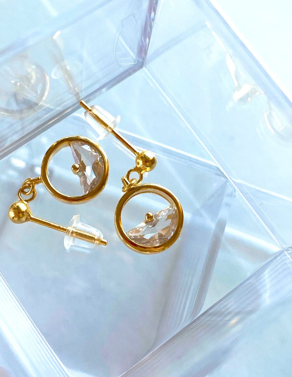 CZ ハーフビジューピアス シルバー925