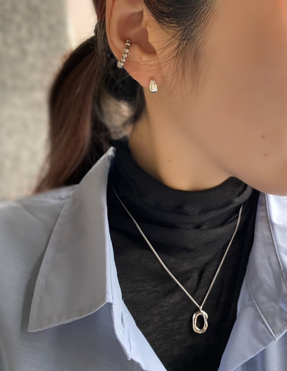 リップルサークルネックレス シルバー925