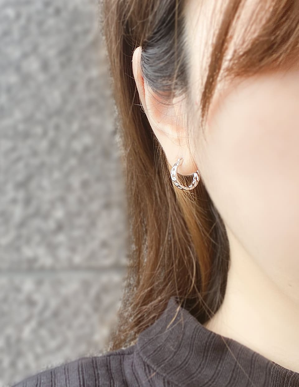 レトロチェーンフープピアス シルバー925
