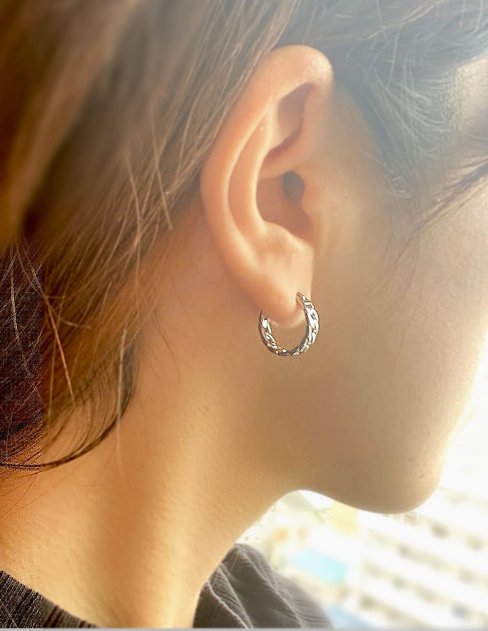 レトロチェーンフープピアス シルバー925