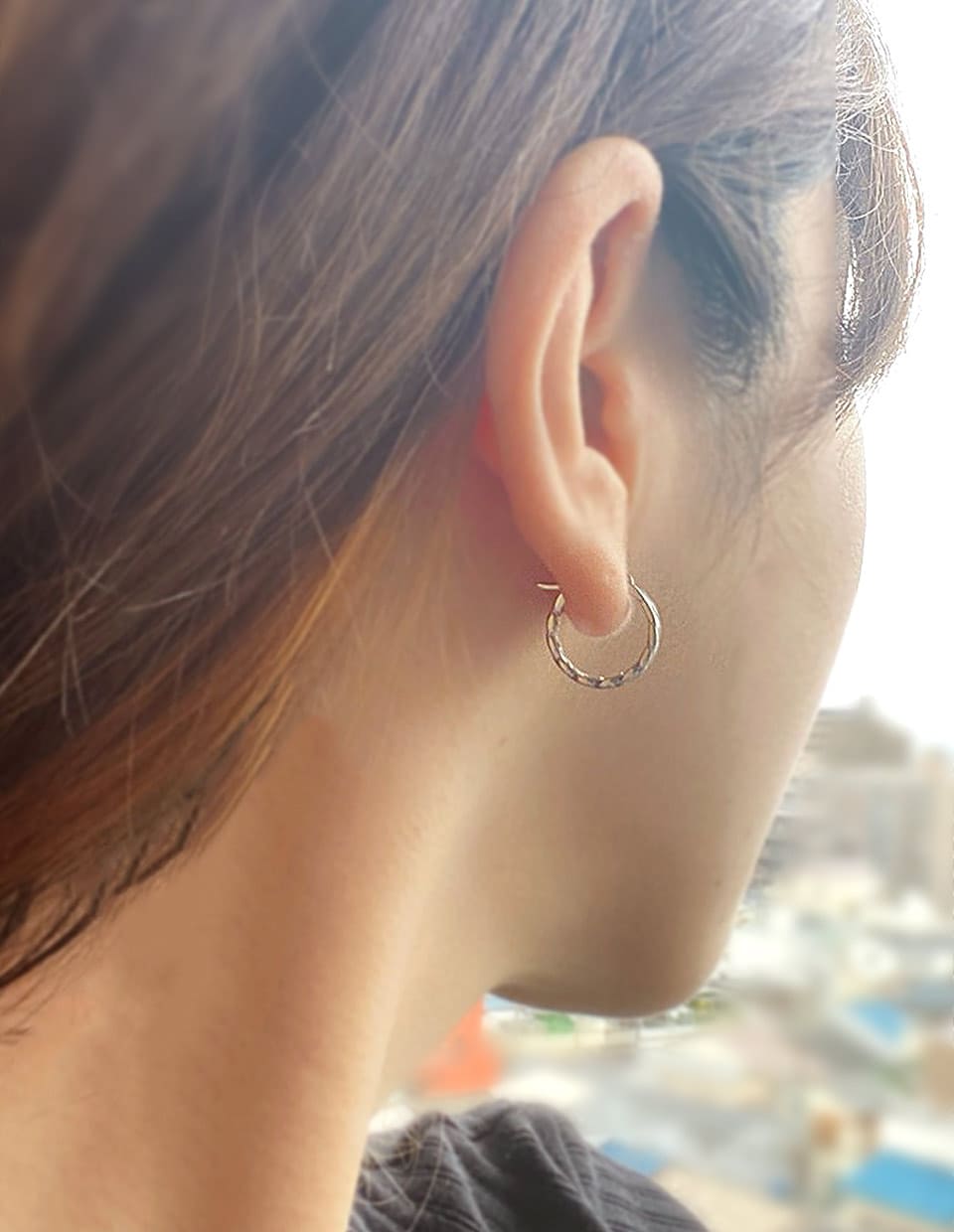 レトロチェーンフープピアス シルバー925
