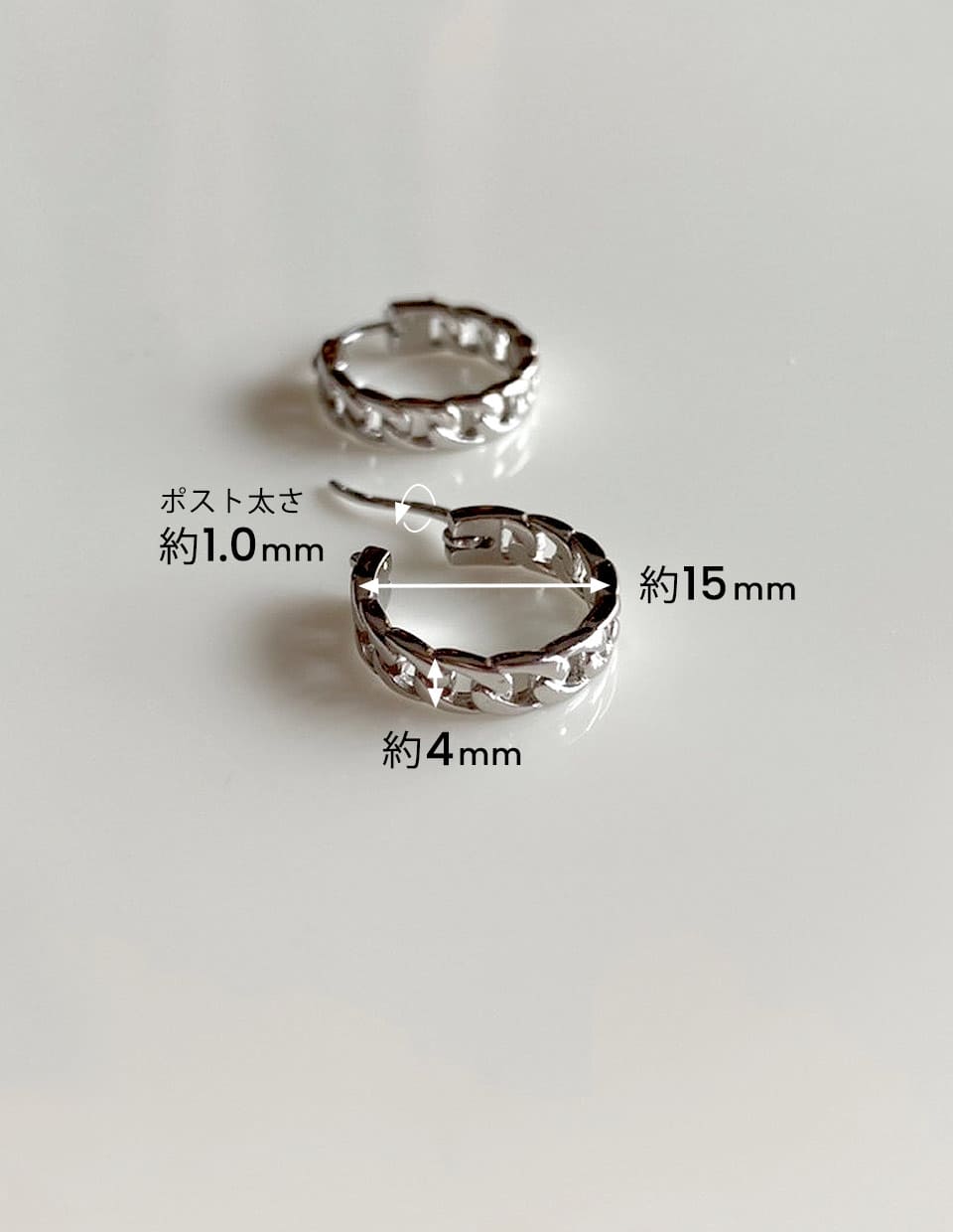 レトロチェーンフープピアス シルバー925