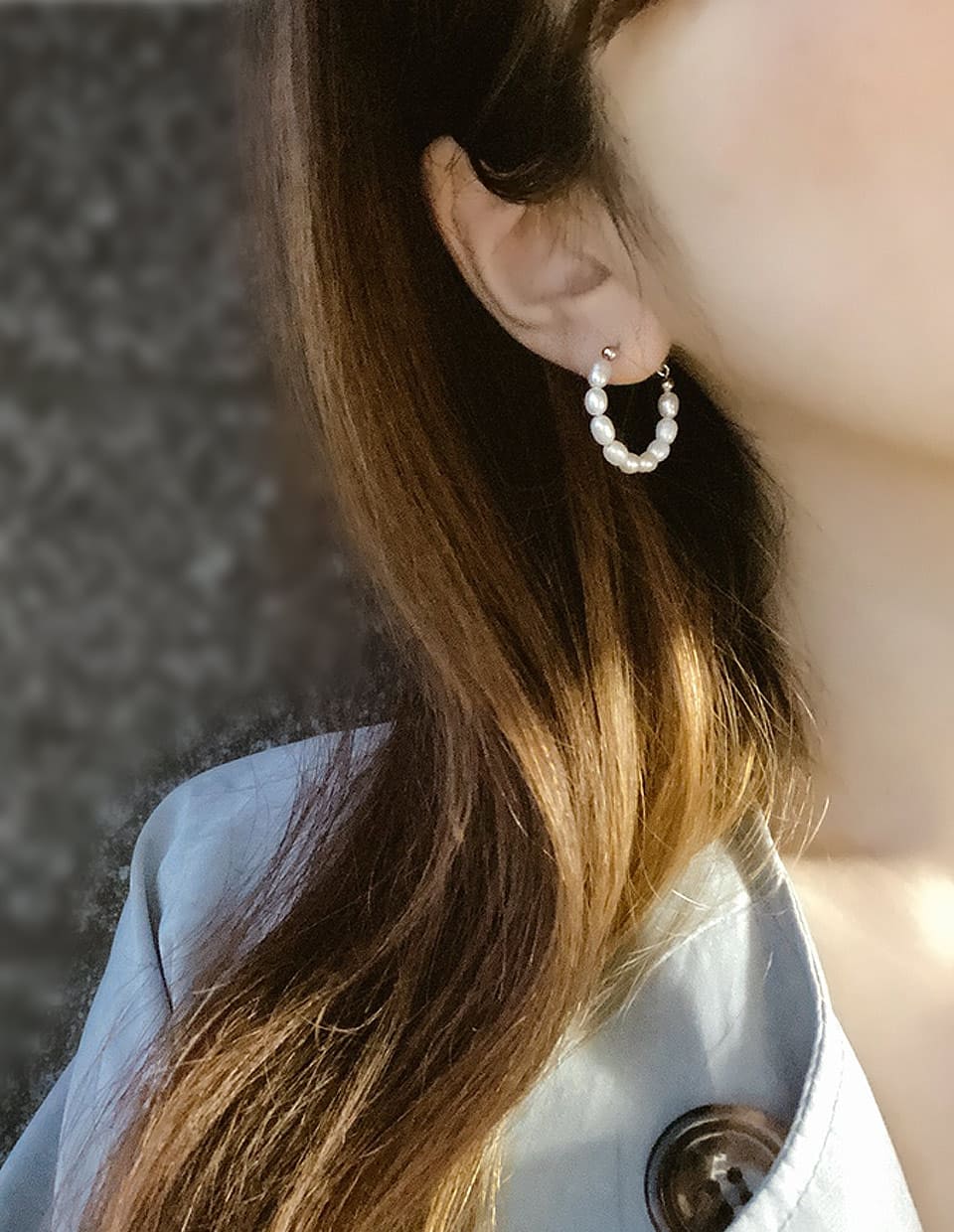 淡水パールフープピアス SV925