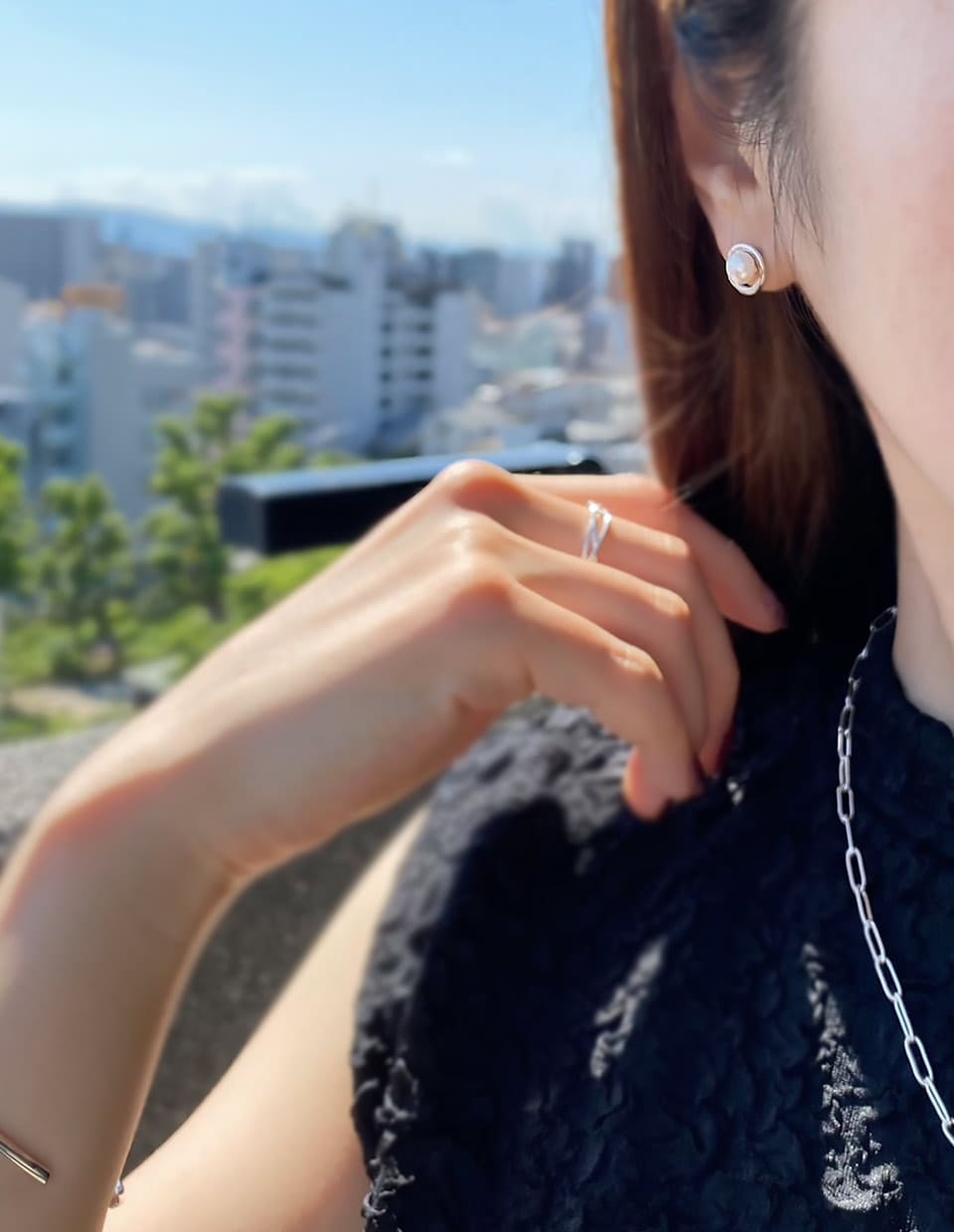 淡水パールリングピアス シルバー925
