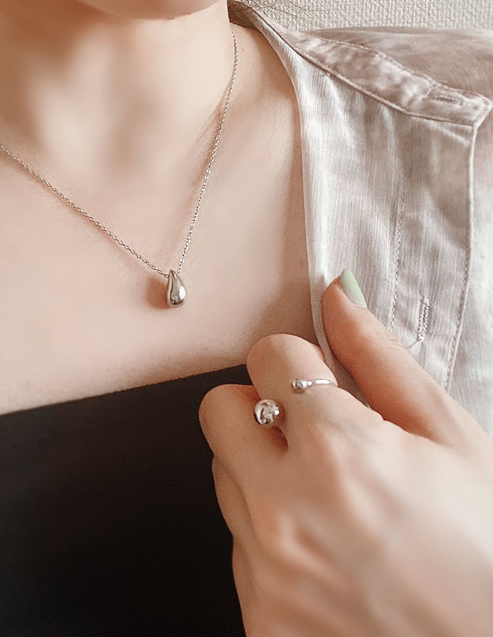 ドロップモチーフネックレス シルバー925