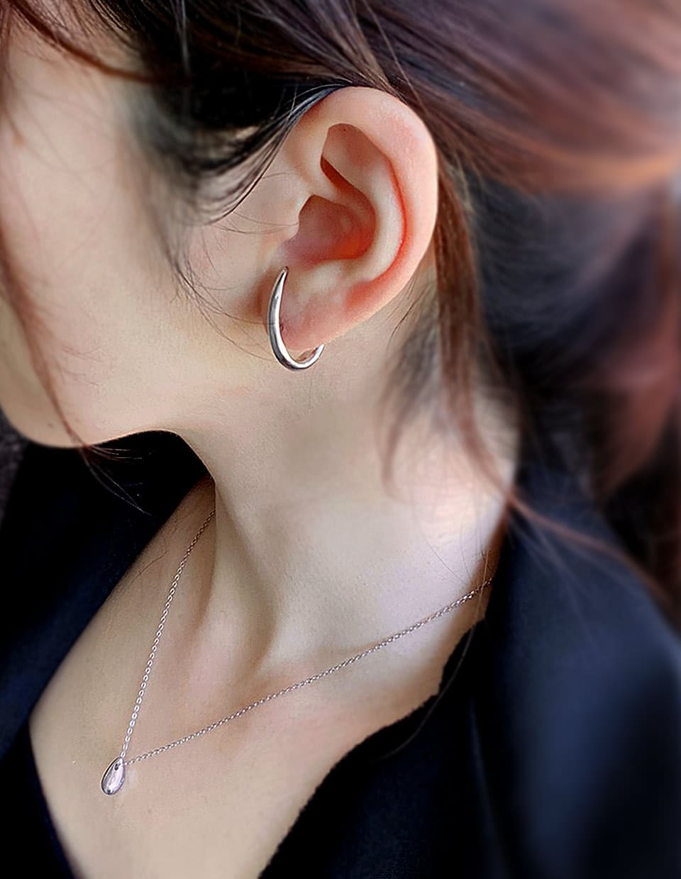 ハーフフックピアス シルバー925