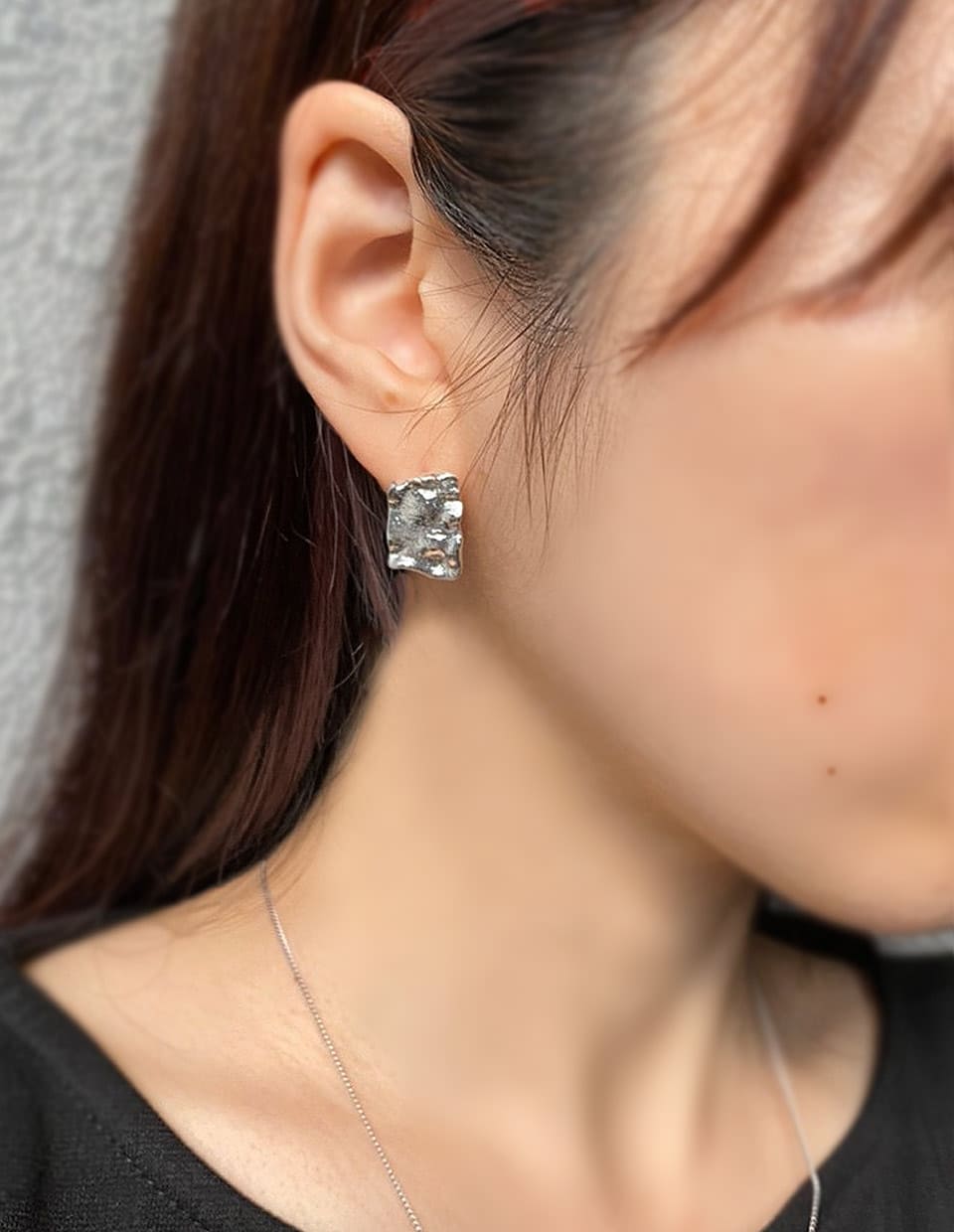 テクスチャースクエアピアス シルバー925