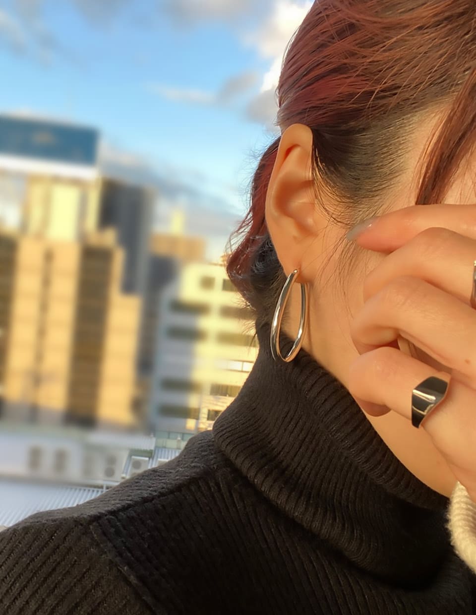 ドロップフープピアス シルバー925