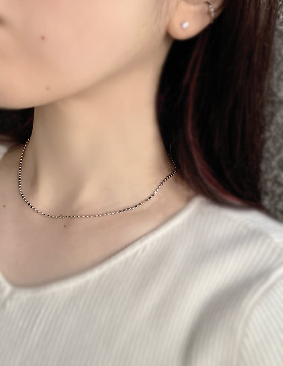 フラットボールチェーンネックレス シルバー925