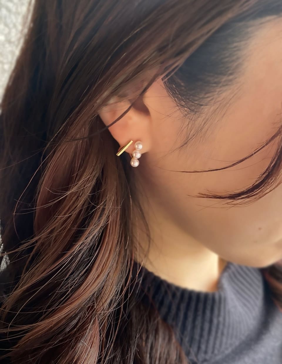 スティックパールピアス シルバー925