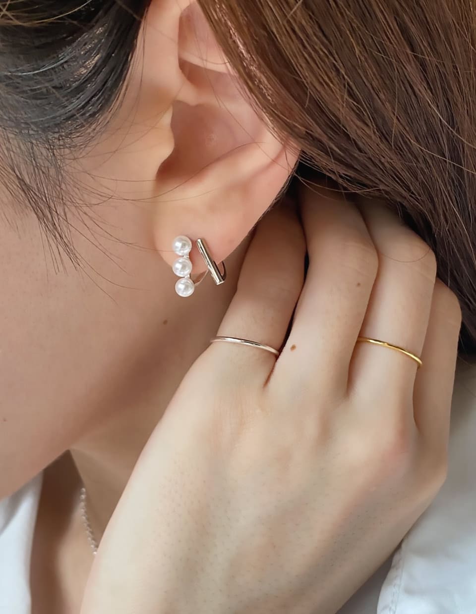 スティックパールピアス シルバー925
