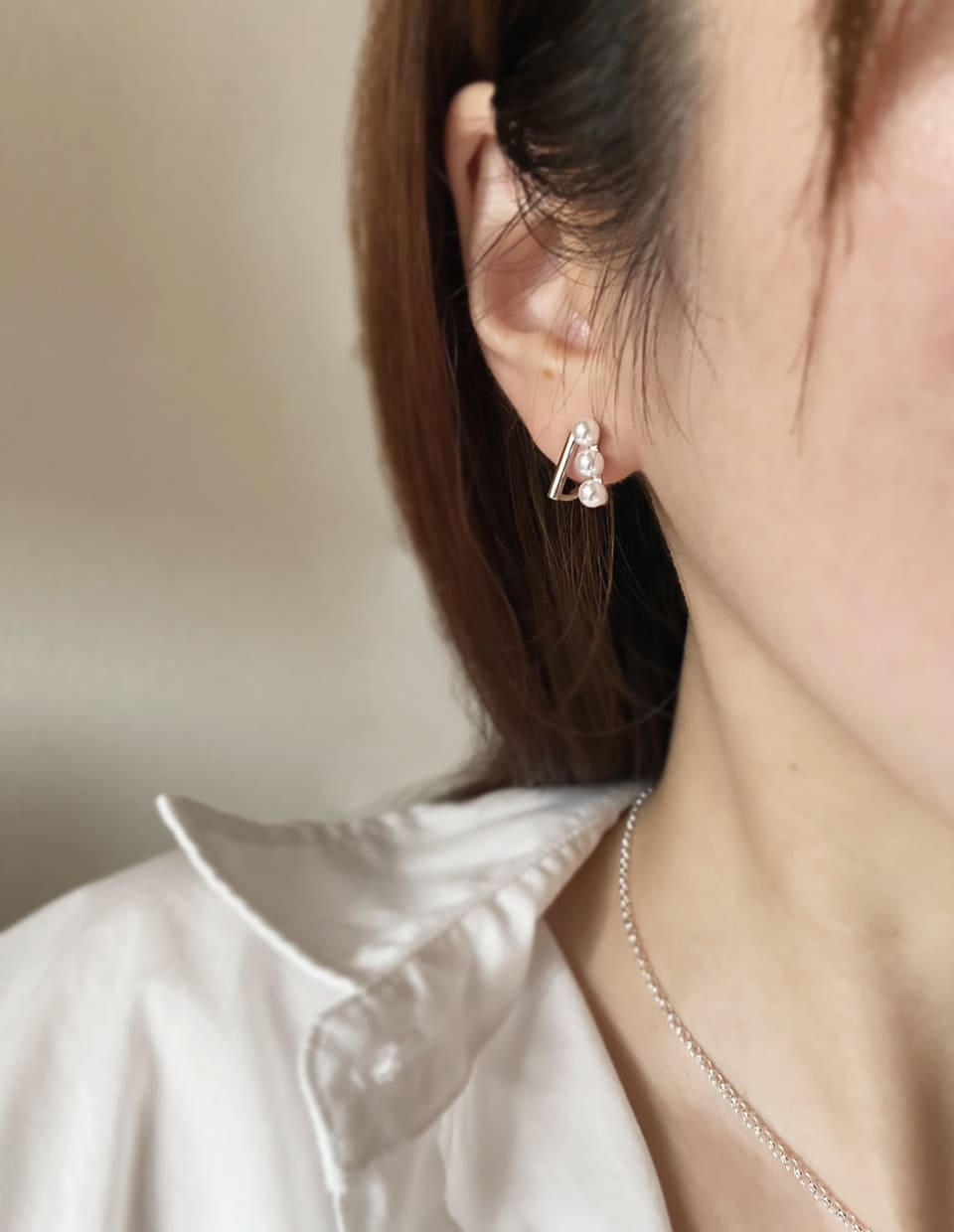 スティックパールピアス シルバー925