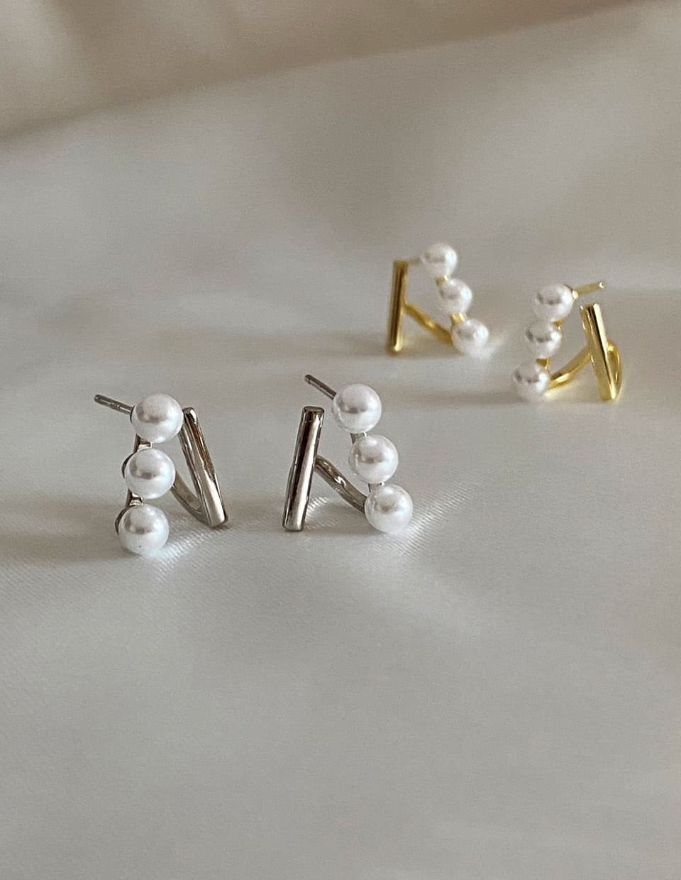スティックパールピアス シルバー925