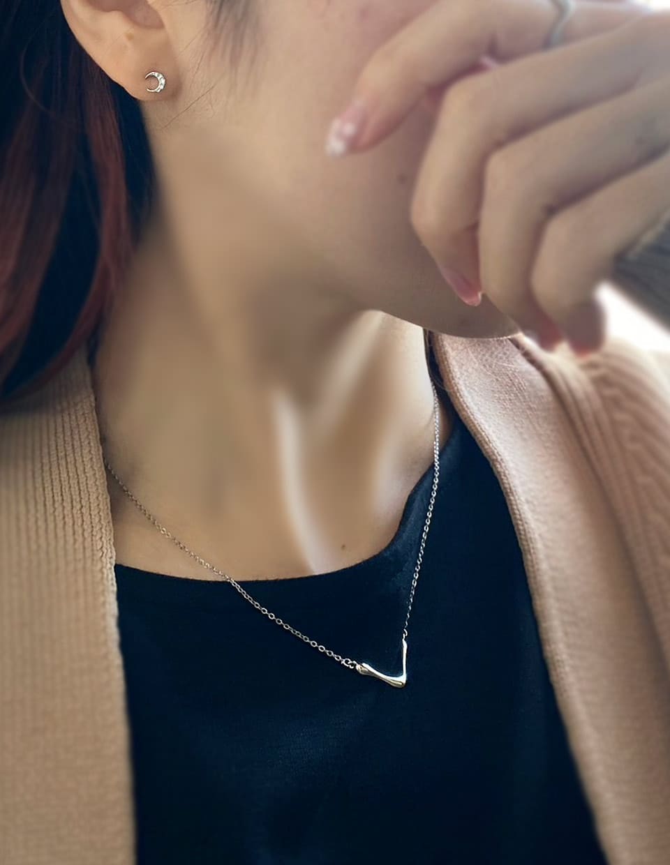 Vラインニュアンスネックレス シルバー925
