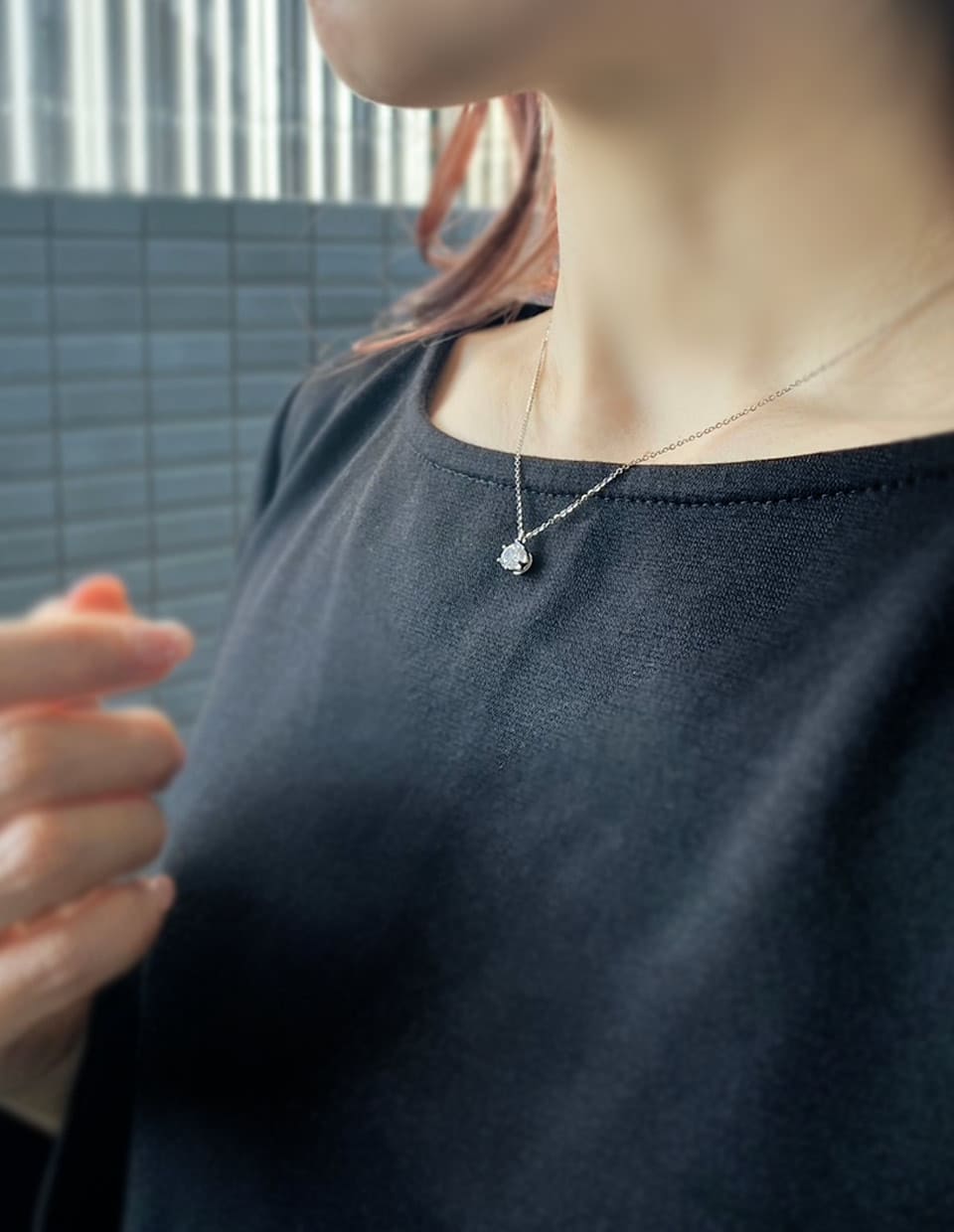 CZ 大粒7mmダイヤカットネックレス シルバー925
