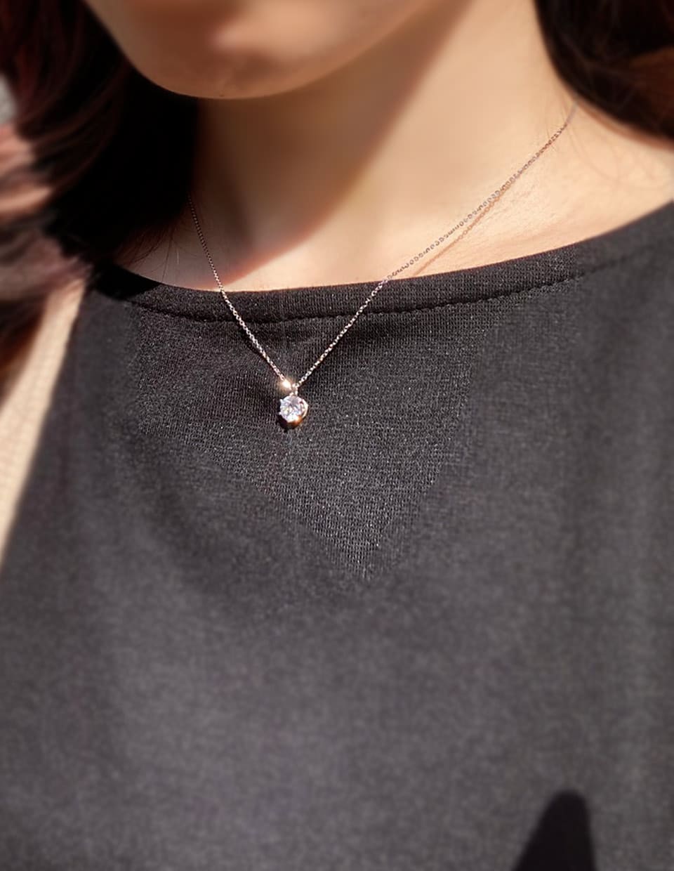 CZ 大粒7mmダイヤカットネックレス シルバー925