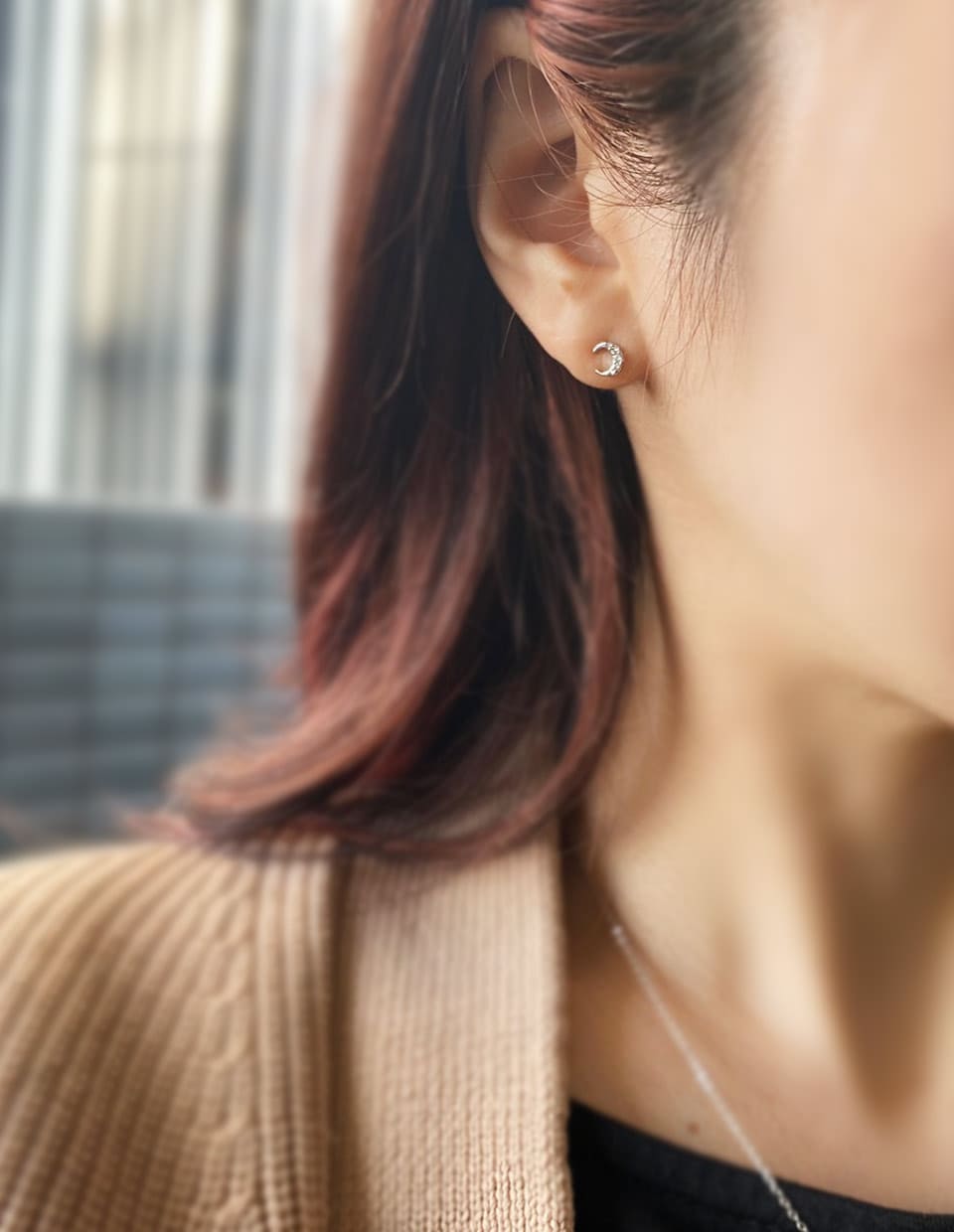 CZクレセントムーンminiピアス シルバー925
