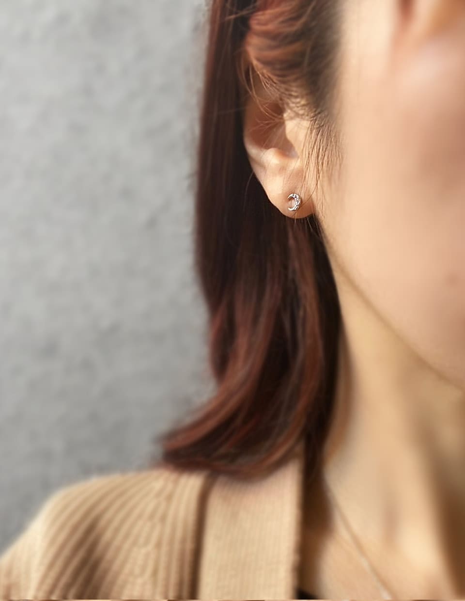 CZクレセントムーンminiピアス シルバー925