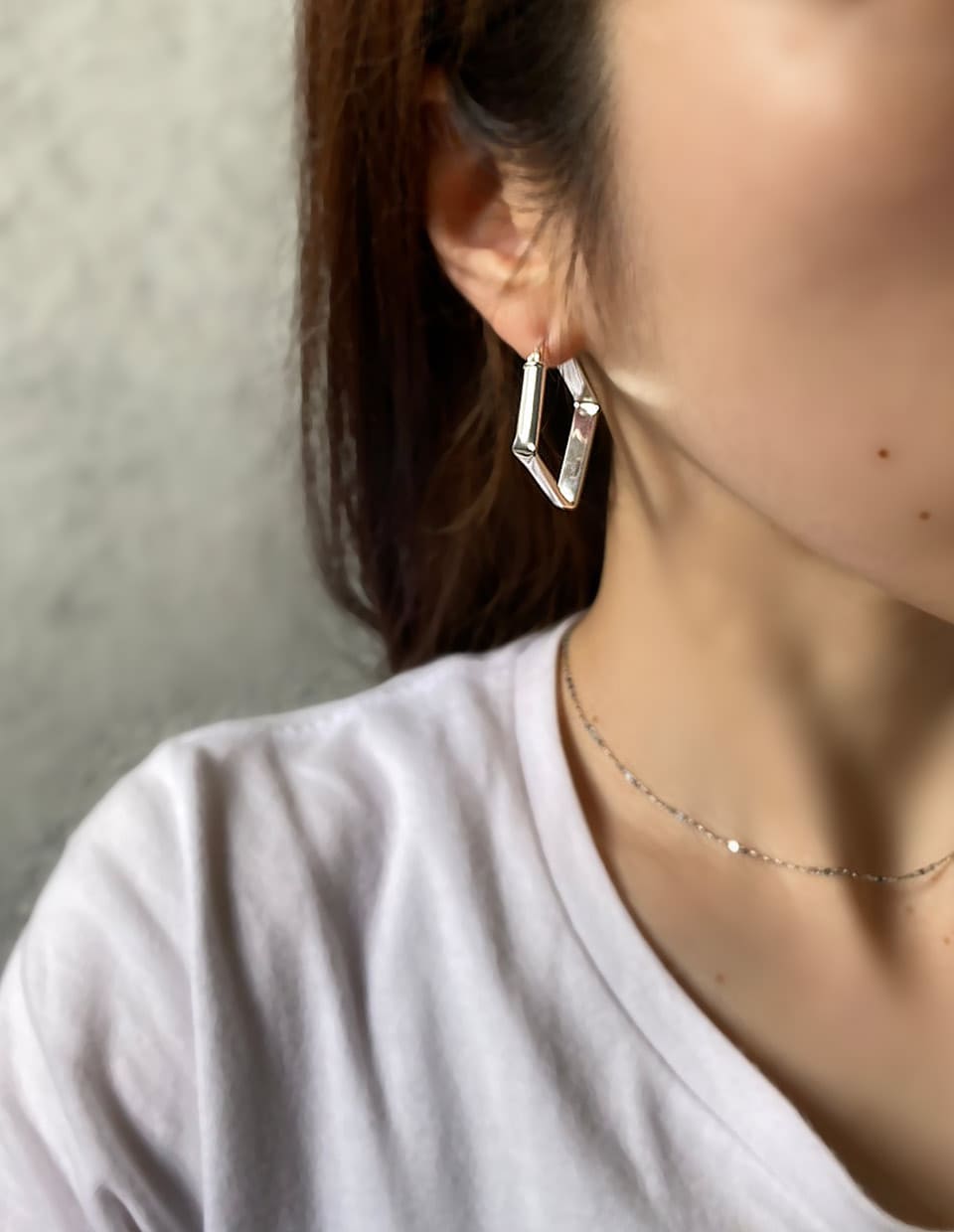 スクエアフープピアス シルバー925