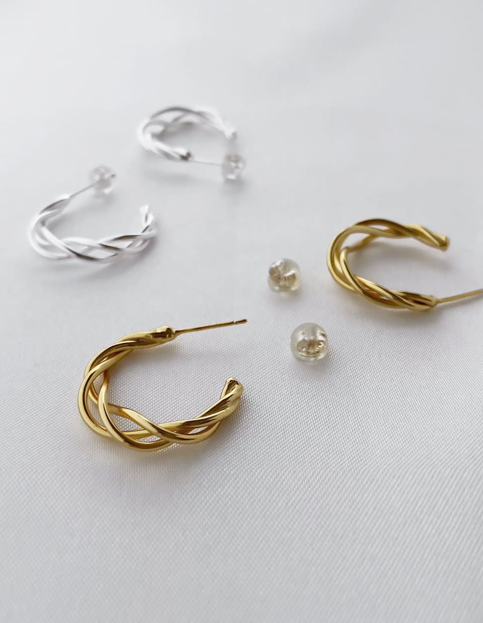 レイヤードフープピアス シルバー925