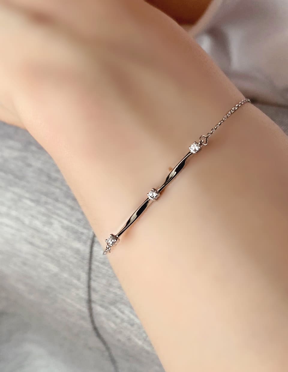 CZツイストブレスレット シルバー925