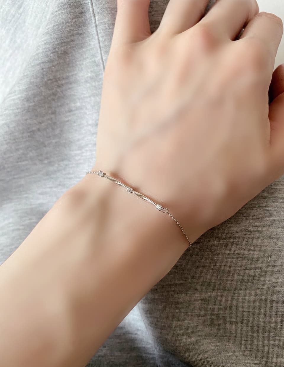 CZツイストブレスレット シルバー925