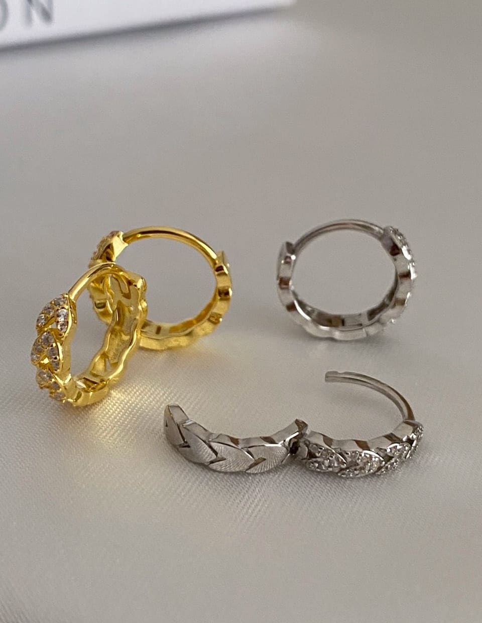 CZリーフフープピアス シルバー925