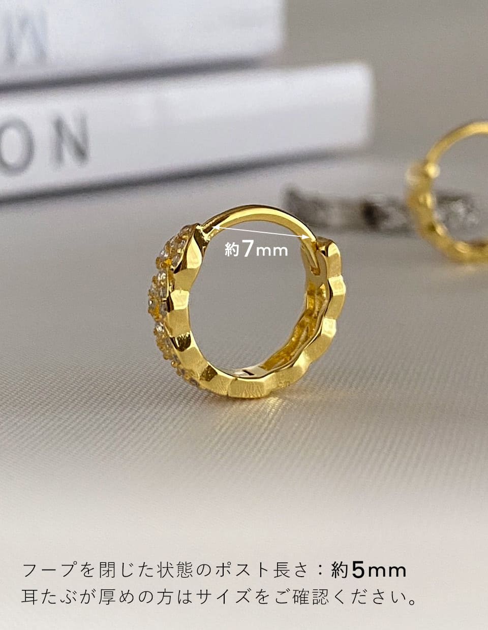 CZリーフフープピアス シルバー925