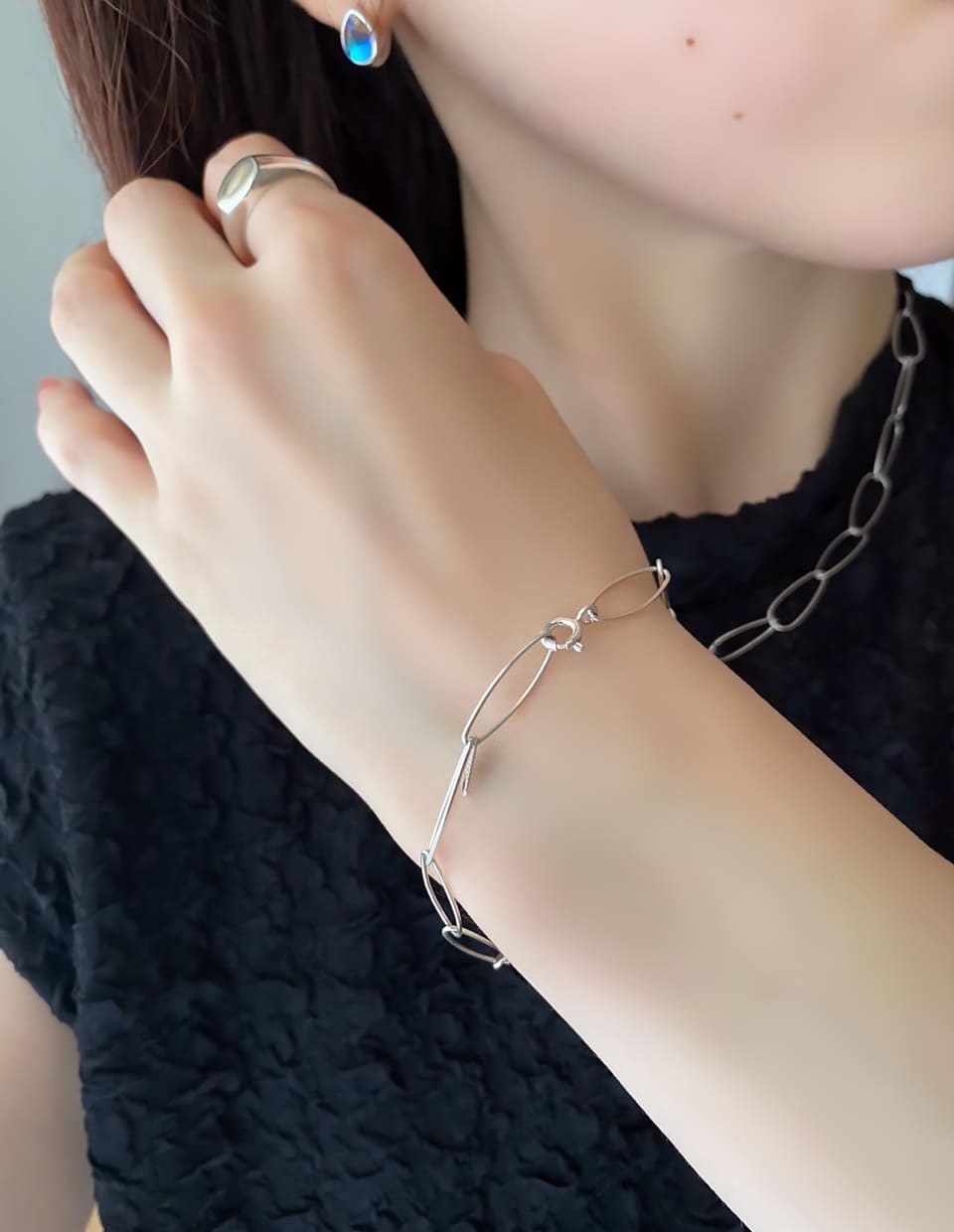 オーバルクリップチェーンブレスレット シルバー925