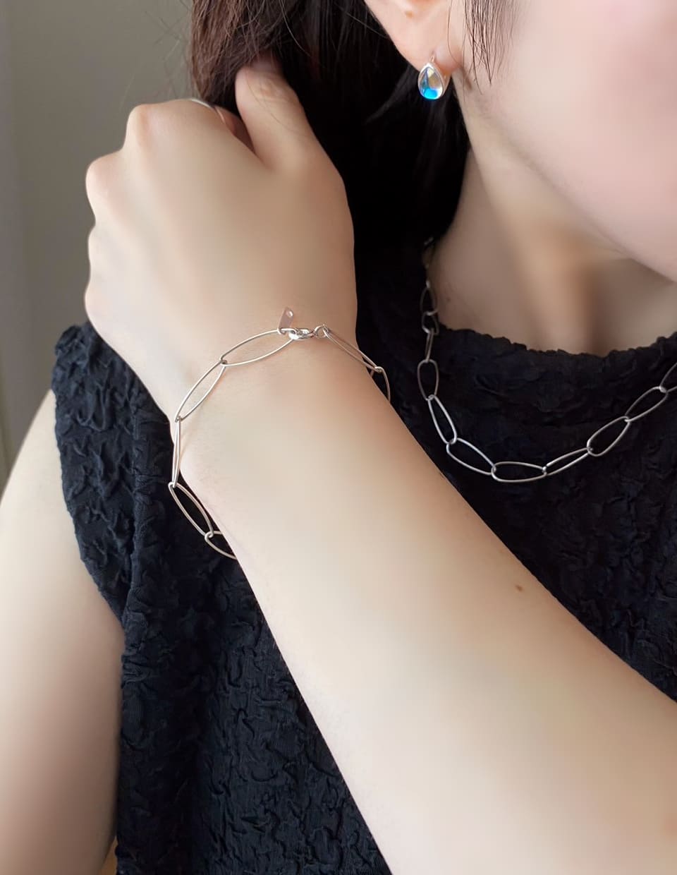 オーバルクリップチェーンブレスレット シルバー925