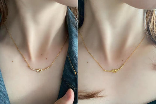 「表情を使い分ける」CZノットネックレス