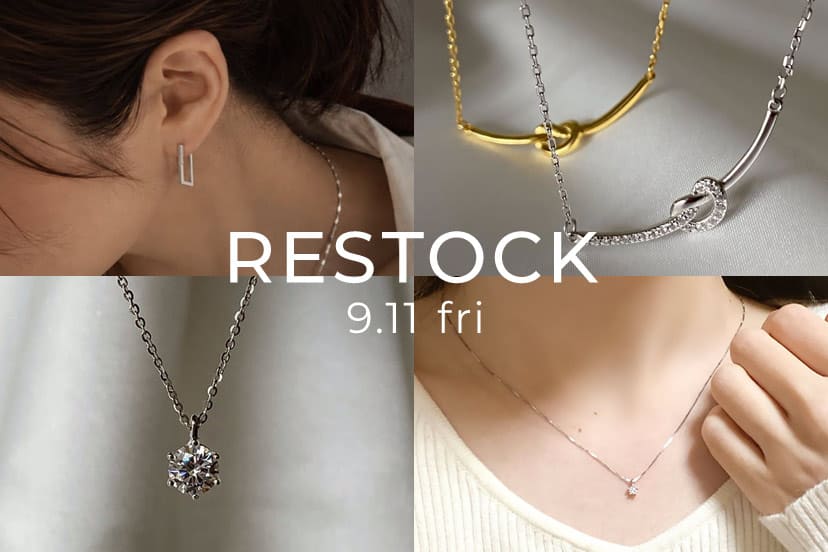 スクエアフープピアス、ノットネックレスなど再入荷しました✧₊