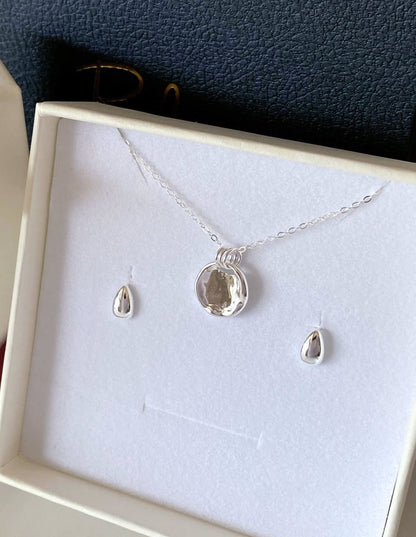 [Xmas SET] B：For Myself – こつぶドロップピアス＋ニュアンスコインネックレス SV925（2SET）