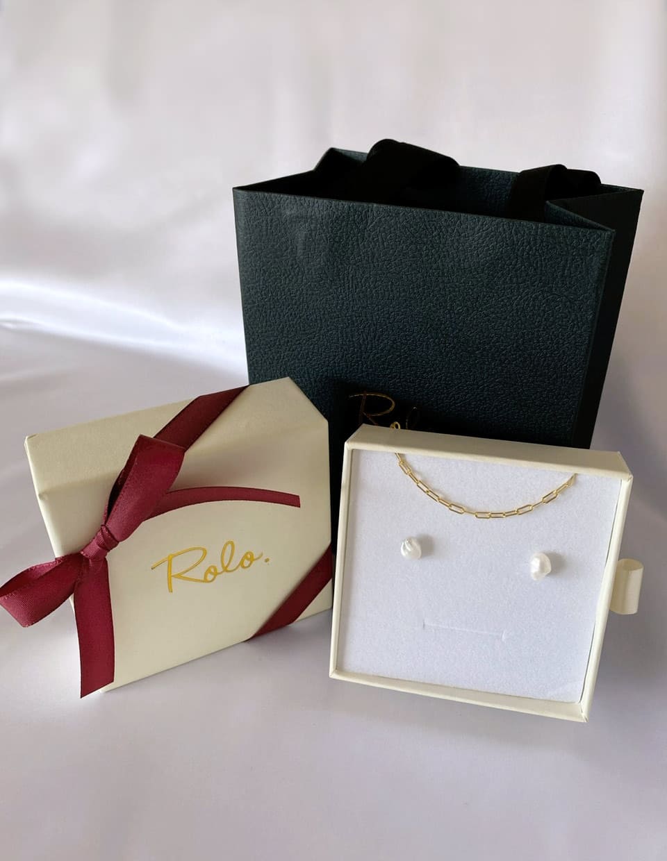 [Xmas SET] C：Holiday Gift – ちょこんとバロックパールピアス＋オーバルチェーンネックレス SV925（2SET）