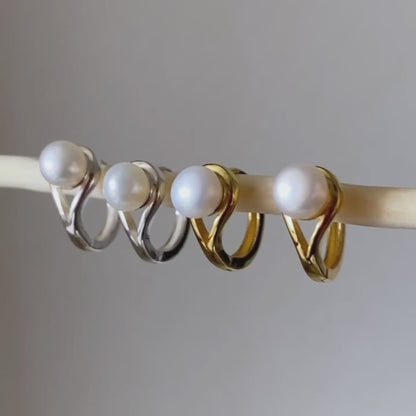 一粒淡水パールフープピアス SV925