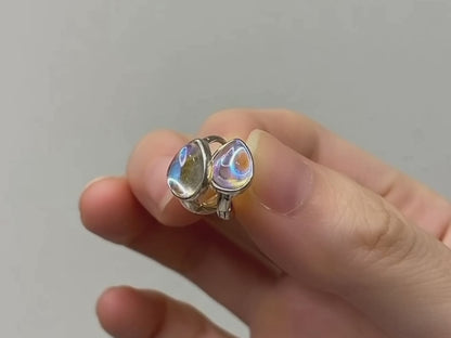 [SET]オーロラドロップピアス＋オーバルチェーンネックレス SV925（2SET）