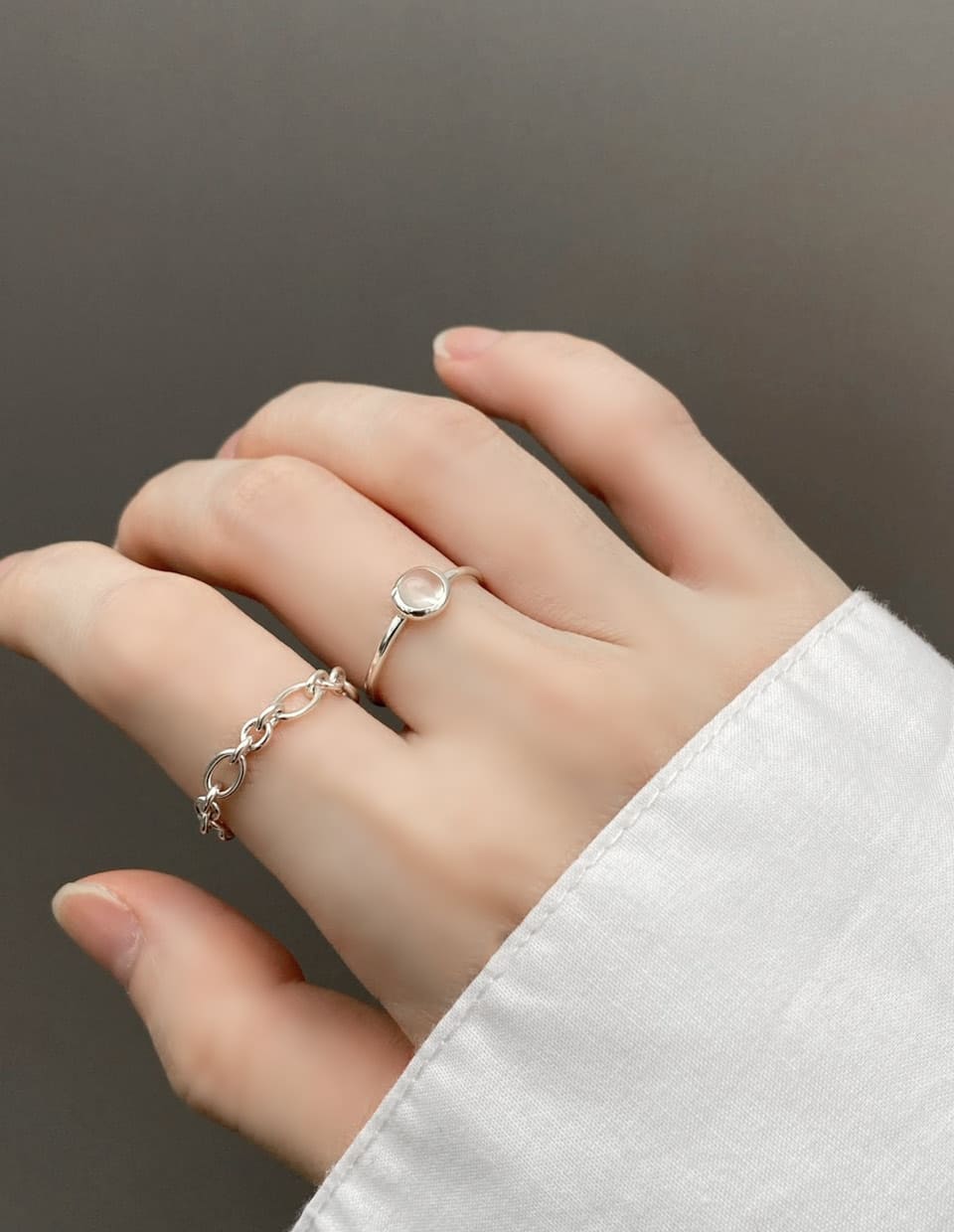 SET]ムーンストーンリング＋チェーンリング SV925（2SET） – 金属