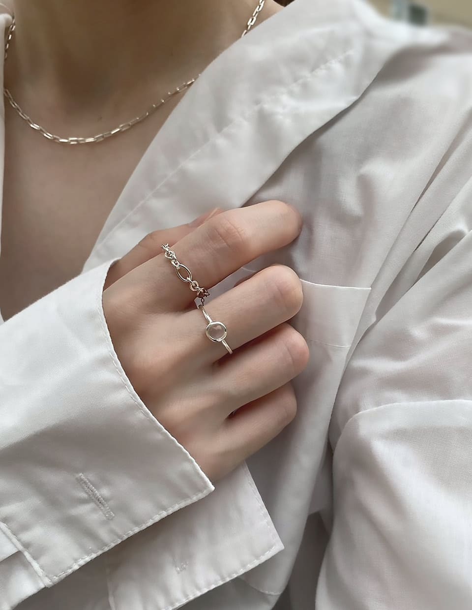 [SET]CZ 4mmスタッドピアス＋ムーンストーンリング SV925（2SET）