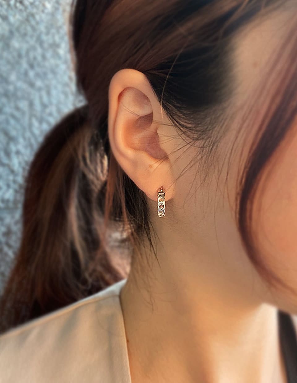 レトロチェーンフープピアス シルバー925