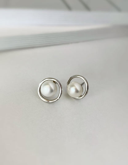 淡水パールリングピアス シルバー925