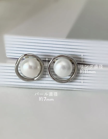 淡水パールリングピアス シルバー925