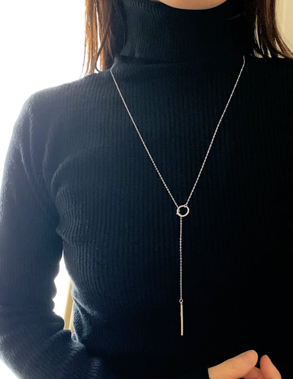 Y字ロングネックレス SV925 – 金属アレルギー対応のアクセサリー