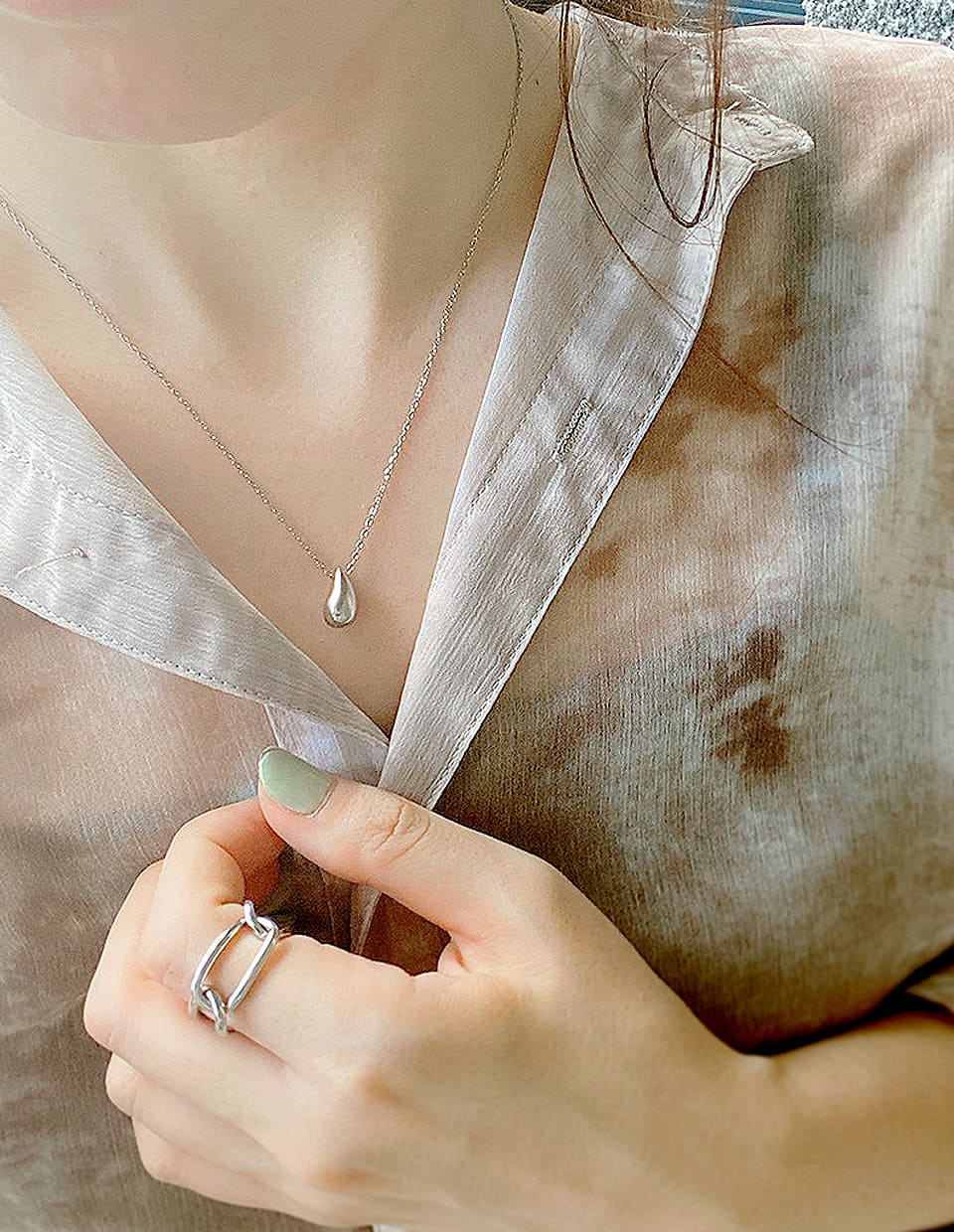 ドロップモチーフネックレス シルバー925