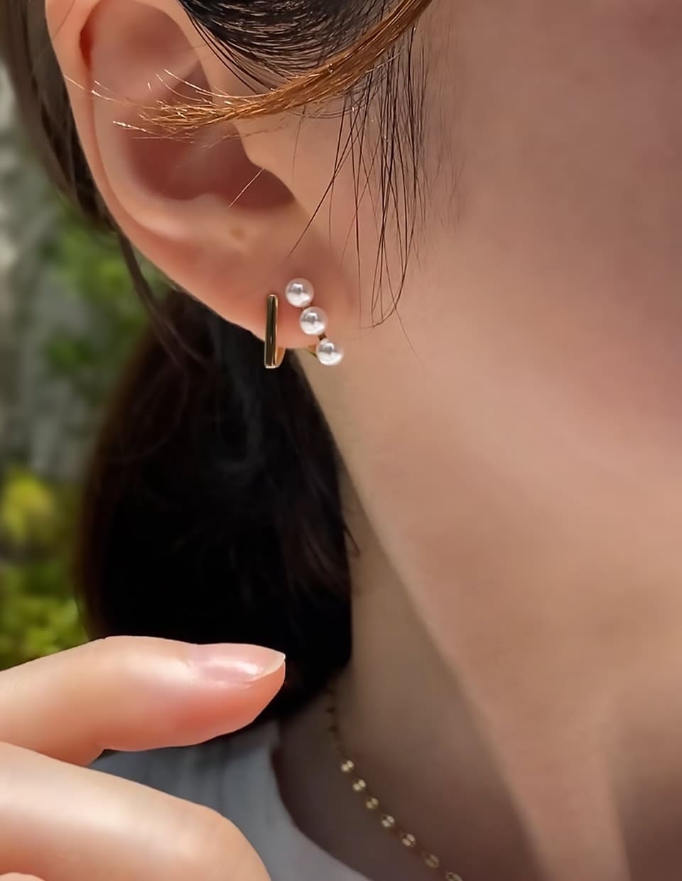 スティックパールピアス シルバー925
