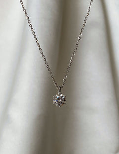 CZ 大粒7mmダイヤカットネックレス シルバー925