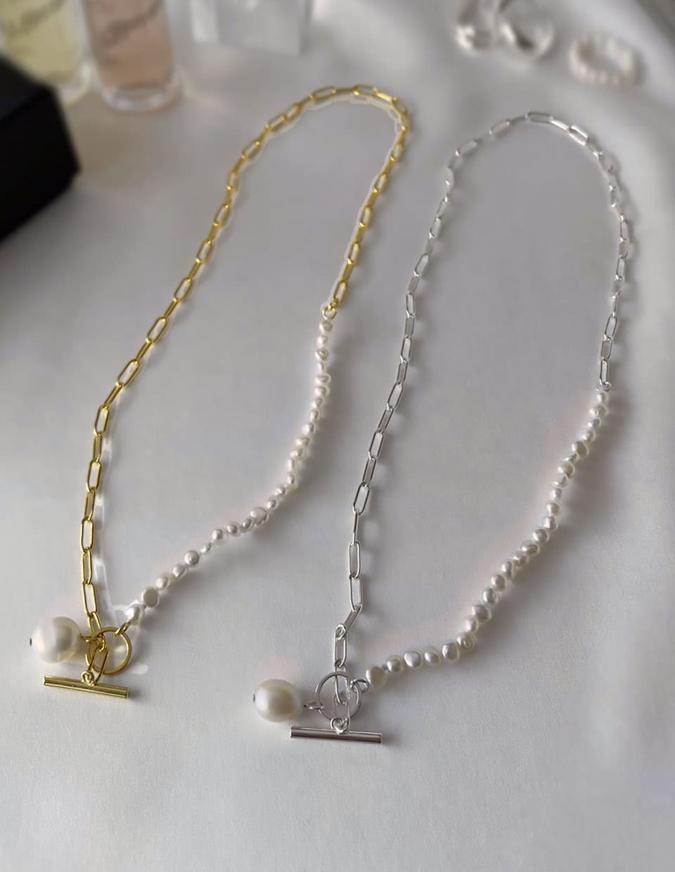 淡水バロックパール×マンテルネックレス シルバー925