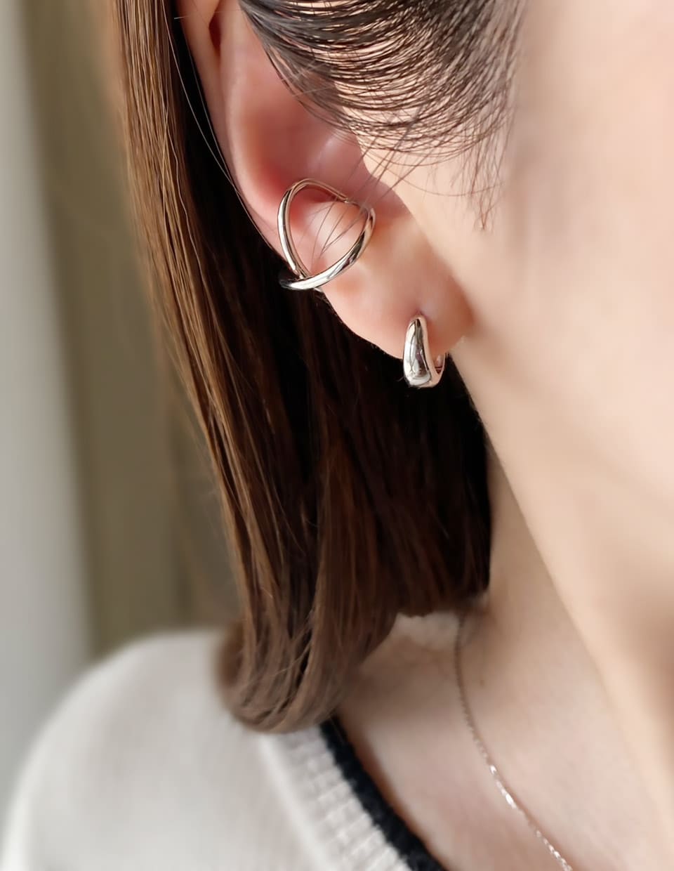 ピアス　No.4473 プランプピアス SV925｜金属アレルギー対応 キャッチレスフープピアス