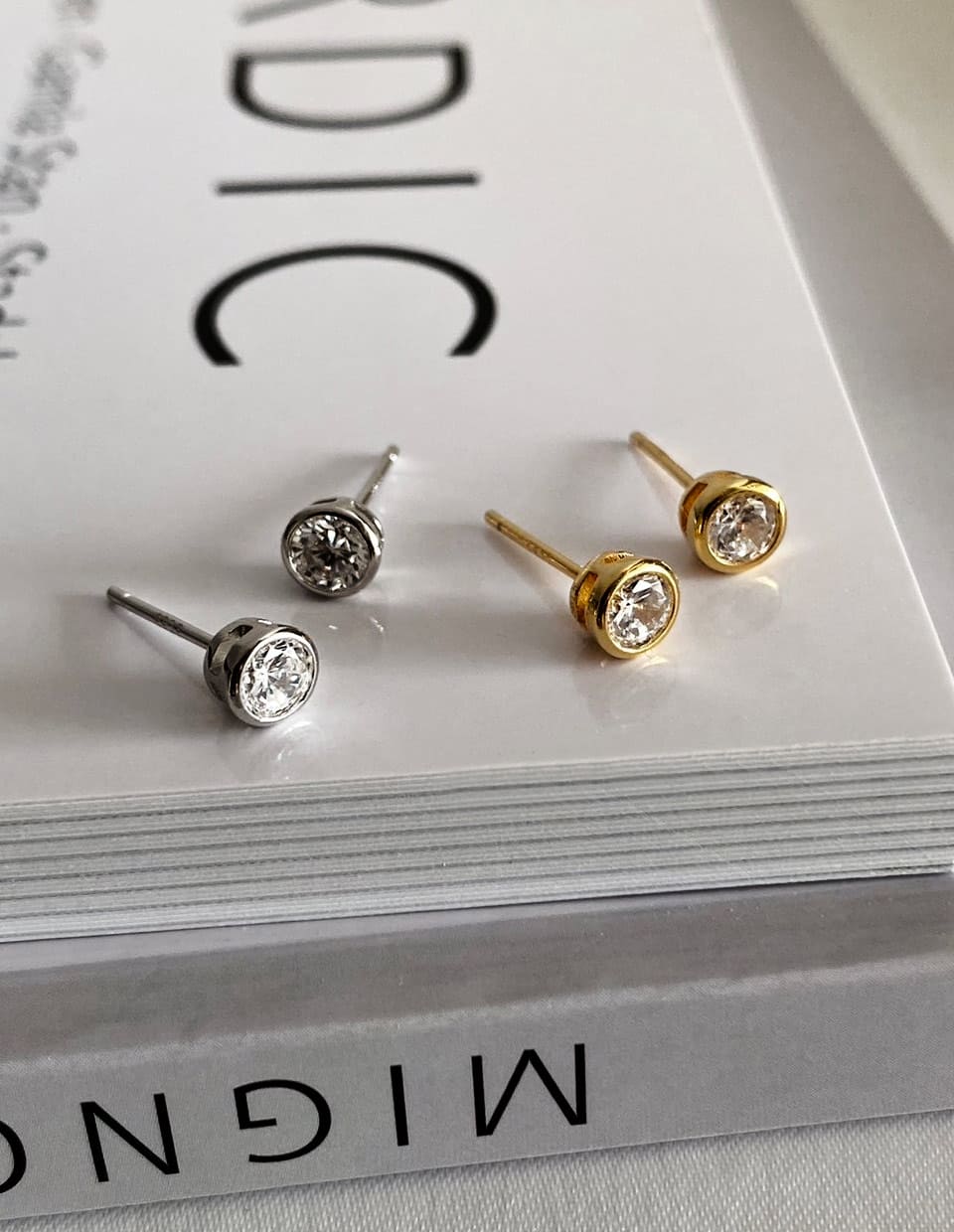 CZ 覆輪留め5mmピアス SV925