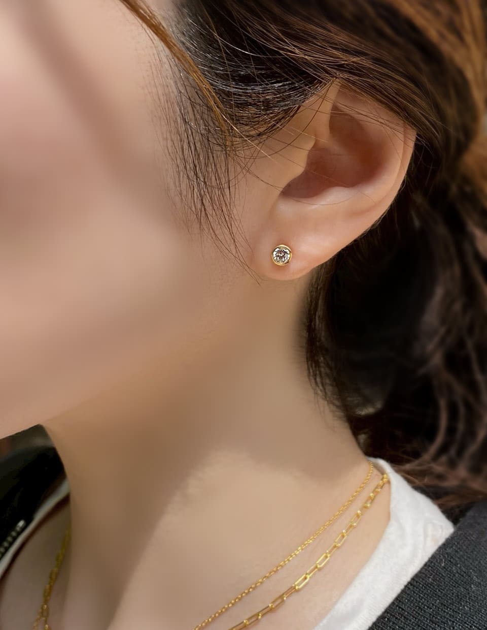 CZ 覆輪留め5mmピアス SV925